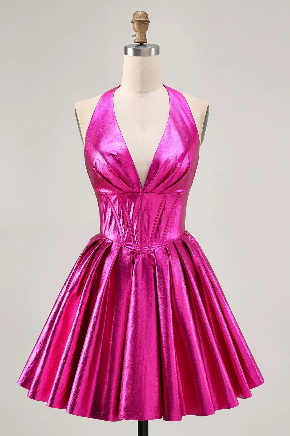 DingJi Wedding Cute Metal Strap A-line Short Tight corset Homecoming Dresses